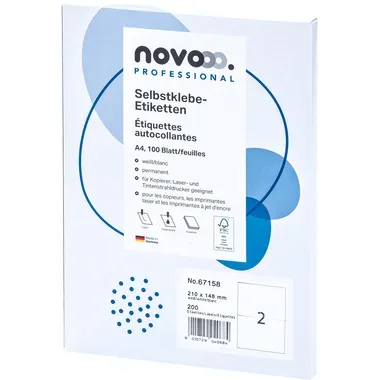 NOVOOO Etiketten 210x148mm 67158 weiss 200 St&uuml;ck