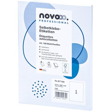 NOVOOO Etiketten 210x297mm 67159 weiss 100 St&uuml;ck