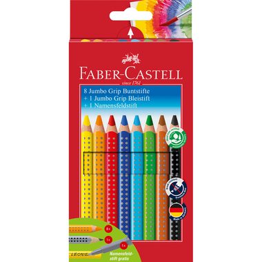 Faber-Castell Buntstifte-Set JUMBO GRIP Promotionetui mit 8 Farben