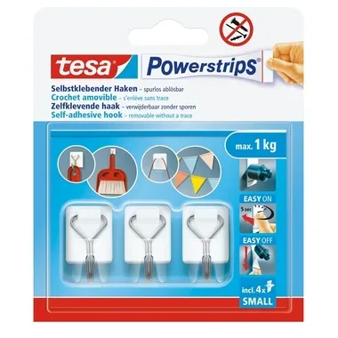 TESA Powerstrips Haken 1kg 576150000300 weiss 4 St&uuml;ck