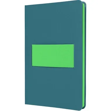 Sigel LS204 Notizbuch Linescape Hardcover DIN A5 kariert Mittelblau, Neongrün 88 Blatt