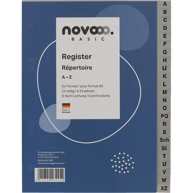 NOVOOO Register PP A5 40978 rau A-Z 24tlg.