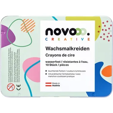 NOVOOO Wachsmalkreide 93361-0008 10 Farben, wasserfest