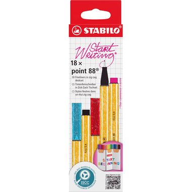 STABILO Fineliner Point 88 0.4mm 8818/6 Zick Zack Etui 18 St&uuml;ck