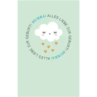 ABC Gl&uuml;ckwunschkarte Baby B6 52652 Wolke mit Herzen