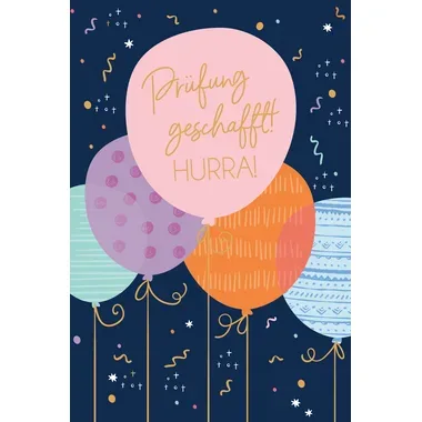 ABC Gl&uuml;ckwunschkarte Pr&uuml;fung B6 52319 Farbige Ballons