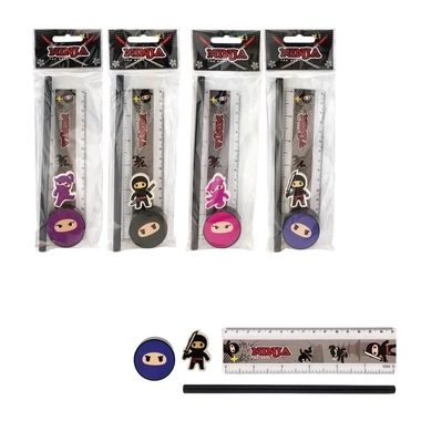 ROOST Schreibset Ninja NAOPP4-001 4-teilig, assortiert
