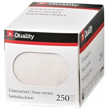 QUALITY Gl&auml;serunterlagen 992600 weiss 250 St&uuml;ck