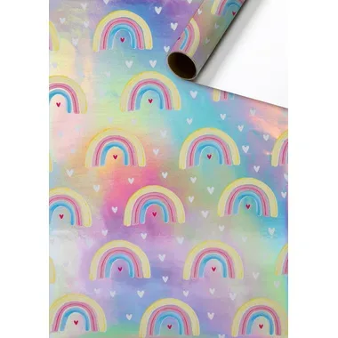Geschenkpapier bring joy Rosa/Blau/Lila/Mehrfarbig Papier 70 cm 150 cm - Farbe: holo - Geschenkpapier