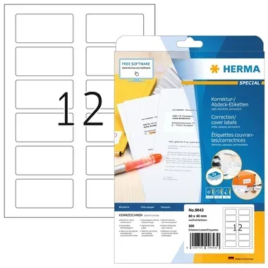HERMA Universal-Etiketten 80x40mm 9643 weiss 300 St./25 Blatt
