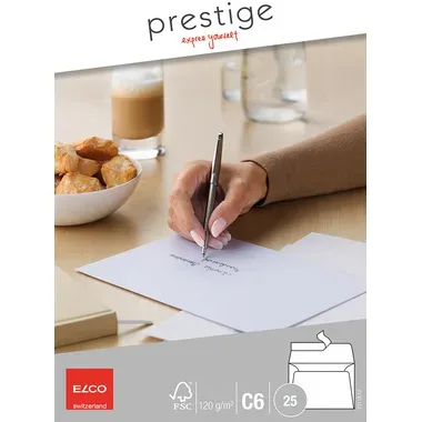 ELCO Briefumschlag Prestige C6 73118.12 120g,weiss,o.Fenster 25 Stk.