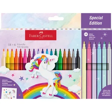 FABER-CASTELL Filzstifte Einhorn 554221 inkl. Sticker 24 St&uuml;ck