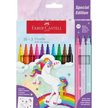 FABER-CASTELL Filzstifte Einhorn 554213 inkl. Sticker 13 St&uuml;ck
