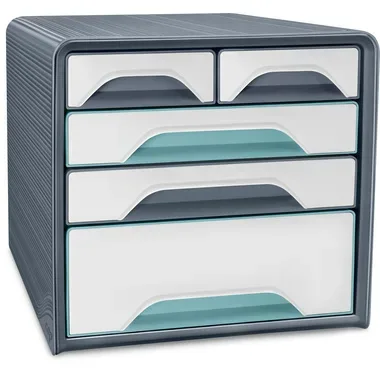 CEP Schubladenbox Smoove Riviera 1072136301 5 Schubladen grau/ weiss/mint