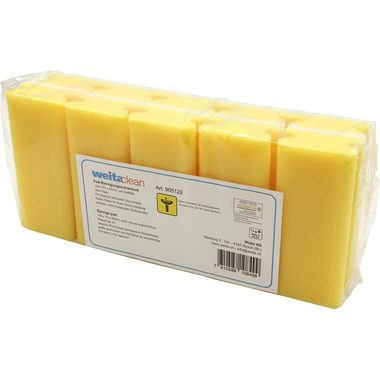 WEITACLEAN Padschwamm 150x70x43mm 5028027 gelb, kratzfrei 10 St&uuml;ck
