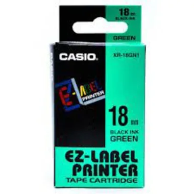 CASIO Beschriftungsband 18mm/8m XR-18GN1 schwarz/gr&uuml;n