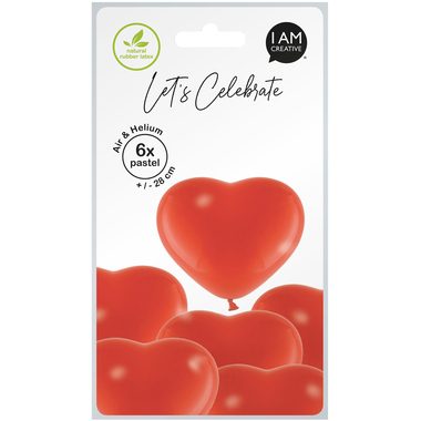 I AM CREATIVE Ballons Herz 27cm 1000-1073 rot 6 St&uuml;ck