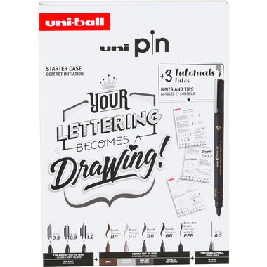 UNI-BALL Fineliner Pin Starter Set UNI PIN 8P S Collection Lettering 9 St&uuml;ck