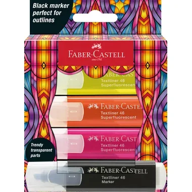 FABER-CASTELL Textmarker TL 46 Glassy 254693 Superfluor 4 St&uuml;ck