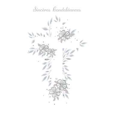 ABC Trauerkarte FR B6 53161 Blumen Kreuz