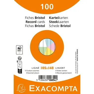 BIELLA Karteikarten liniert A6 10854E farbig assortiert 100 St&uuml;ck