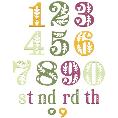 SIZZIX Stanzformen 666723 Folk Numbers 18 Stück