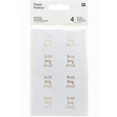 RICO DESIGN Sticker Best Day ever 99001.22.13 weiss 32 Stück