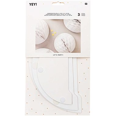 RICO DESIGN Wabenpapier 20-30cm 99001.71.26 Bälle, weiss 3 Stück