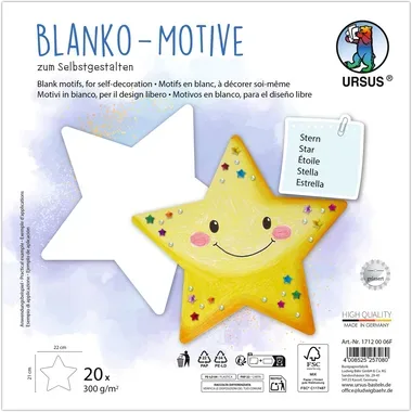 URSUS Blanko Motive 23x23cm 17120006F Stern 20 Blatt