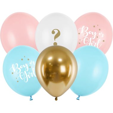 PARTYDECO Ballons 30cm SB14P3080006 Boy or Girl 6 Stück