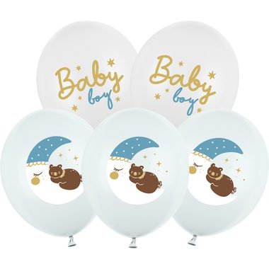 PARTYDECO Ballons 30cm SB14P3380006 Baby Boy, blau 6 Stück
