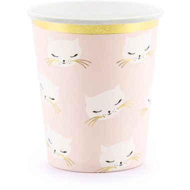 PartyDeco - 6 Becher Kätzchen, 200 ml, Grün