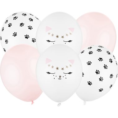 PARTYDECO Ballons 30cm SB14P3060006 Kätzchen 6 Stück