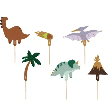 PARTYDECO Caketopper 12cm KPT71 Dinoaurier 6 Stück