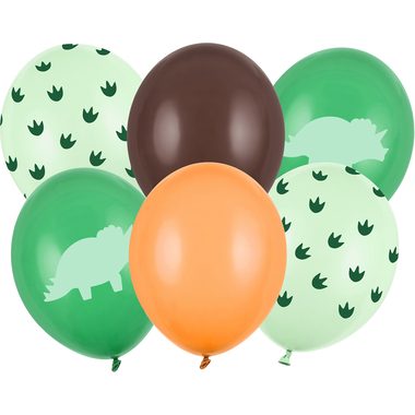 PARTYDECO Ballons 30cm SB14P3350006 Dinoaurier 6 Stück