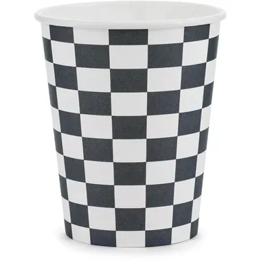 PARTYDECO Becher 220ml KPP74-EU1 Zielflagge 6 Stück