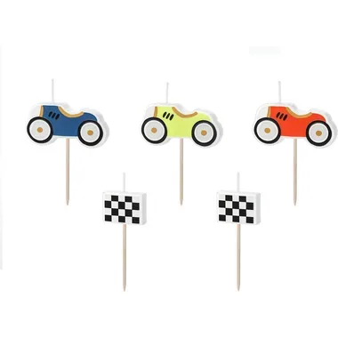 PARTYDECO Geburtstagskerzen SCS-18 Autos 5 Stück