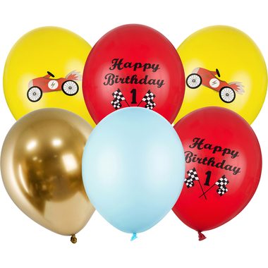 PARTYDECO Ballons 30cm SB14P3000006 Autos 6 Stück