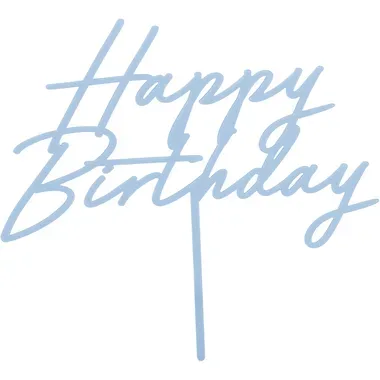 PARTYDECO Caketopper 16.5cm KPT79-093 Happy Birthday hellblau