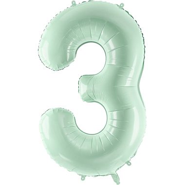 PARTYDECO Folienballon Ziffer 3 72cm FB230G-3-012 hellgrün