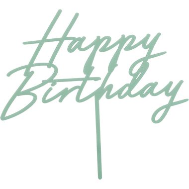 PARTYDECO Caketopper 16.5cm KPT79-012 Happy Birthday hellgrün