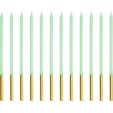 PARTYDECO Geburtstagskerzen 14cm SCD-4-102 hellgrün 12 Stück