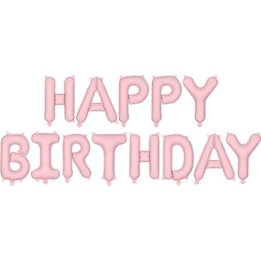 PARTYDECO Folienballon 340x35cm FB6T-081J Happy Birthday rosa