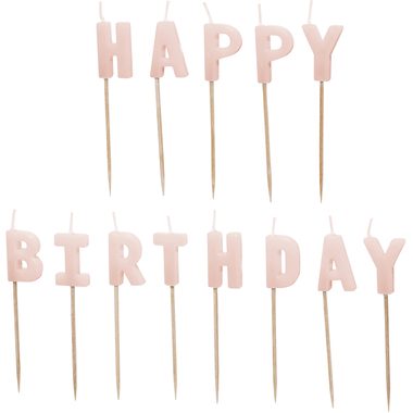 PARTYDECO Kerzen Happy Birthday SCS-13-081 rosa
