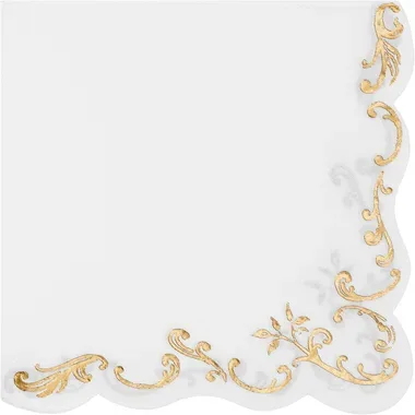 PARTYDECO Servietten 33x33cm SP33-103-008 weiss/gold 12 Stück
