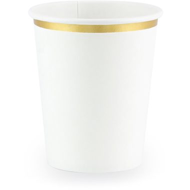 PARTYDECO Becher 260ml KPP30008EU1 weiss/gold 6 Stück