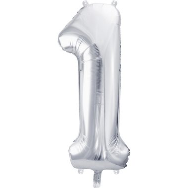 PARTYDECO Folienballon Ziffer 1 86cm FB1M-1-018 silber