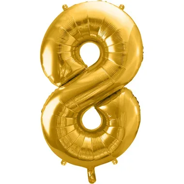 PARTYDECO Folienballon Ziffer 8 86cm FB1M-8-019 gold