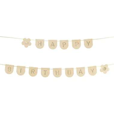 PARTYDECO Girlande Happy Birthday 3m GRLF3 Filz, rosa