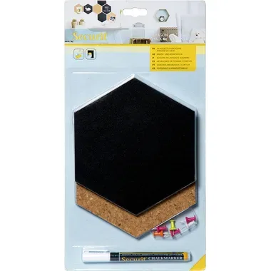 SECURIT Kreidetafel/Kork Set HEXAGON FB-CB-HEX schwarz 20x23x2cm